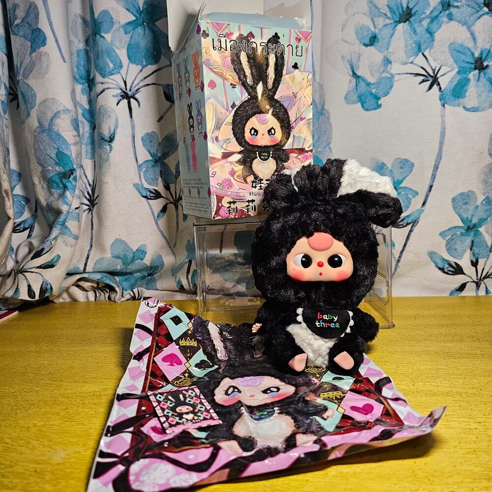 Baby Three Lily Rabbit Town V1 OPENED Black 180 Boba Eyes Pink Hair O Mouth